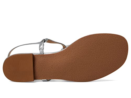 Jack Rogers Worth Flat Sandal For Women - Leather Upper, Adjustable Ankle Strap With Buckle Closure Silver 6.5 M #TOP2