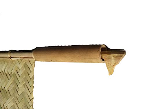 Image of Bamboo Hand Held Fan (stick: 16 inch, pankha: 10 inch, Golden Yellow)