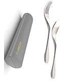 KNORK Original Matte Stainless Fork/Spoon Portable 2 Piece with Carry Case