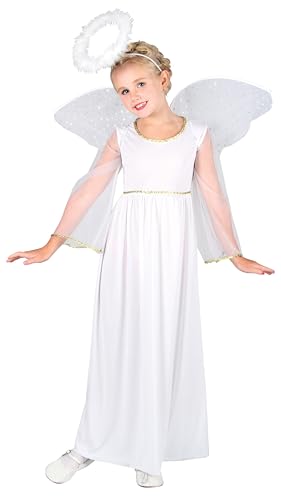 Wicked Costumes Girls Angel Fancy Dress Costume White Heavenly Outfit for Christmas Nativity World Book Day School Plays & Parties - Large (8-10 Years)