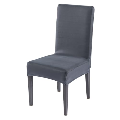 Image of HOKIPO 'SereneSolids' 140 GSM Polyester Blend Dining Chair Cover Set of 1, Grey (AR-6246-GRY)