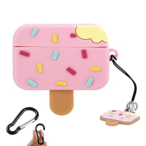 Image of Prolet New Cute 3D Cartoon Design Cases Compatible with Airpods Pro Case Cover, 360 Full-Body Protective Case Shockproof Skin Cover-Ice Cream Pink