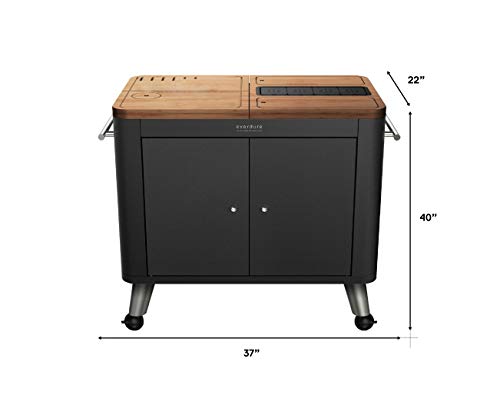 Everdure Mobile Prep Kitchen, 40-Inch Indoor/Outdoor Kitchen Island, Rolling Cart With Lockable Wheels, Equipped With Built-In Cutting Board And Serving Trays, Graphite #TOP6