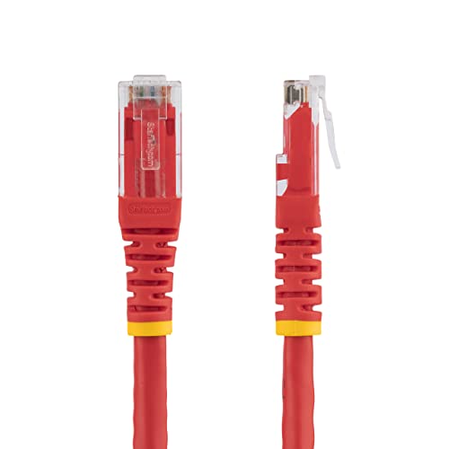 Image of StarTech 10ft CAT6 Ethernet Cable - Red CAT 6 Gigabit Ethernet Wire -250Mhz 100W PoE RJ45 UTP Molded Network Patch Cord with Strain Relief (C6PATCH10RD)