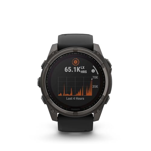 Image of Garmin Fenix 8 51mm Solar Sapphire Multisport GPS Smartwatch, Carbon Gray DLC Titanium with Black /Pebble Gray, 010-02907-10 - Bundle w /Deco Essentials Charging Dock, Dust Cover and USB-C Cable