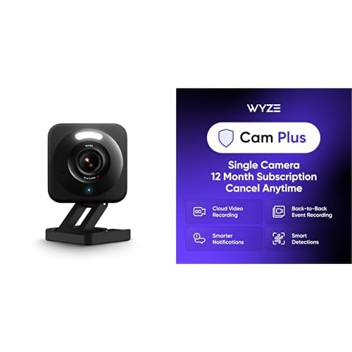 Image of WYZE v4 Black 1-Pack Cam Plus Yearly, Covers 1 Camera, Auto-Renews at $19.99 /Year, Activation Required, Cancel Anytime