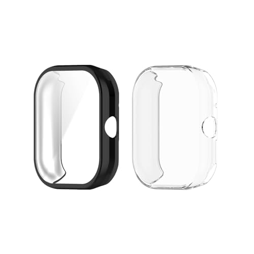 LICHIFIT Redmi Watch4用保護ケース カバー TPU+強化ガラスフィルム 一体化 スマートウォッチカバー 脱着簡単 耐衝撃 傷防止軽量 充電対応 おしゃれ(ブラック+透明)