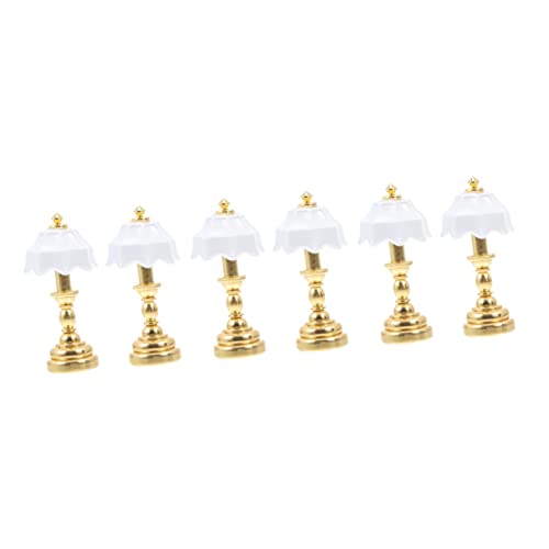NUOBESTY 6 PCS 1:12 Scale Gold Mini Desk Lamp, Dollhouse Mini Lighting, Stylish Decor for Home, Office, Kids Room