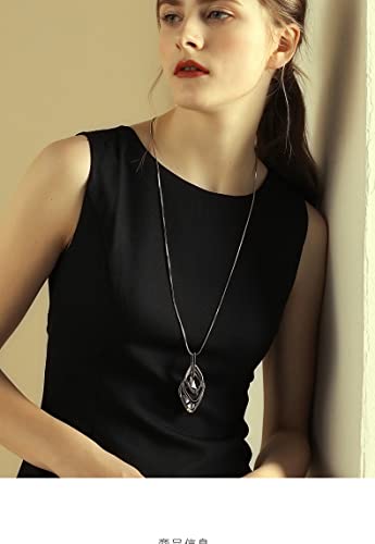 Nefefen Long Alloy Flower Rhinestone Sweater Chain, Round Bead Long Temperament Women's Sweater Chain, Jewelry For Womens-White K Color #TOP4