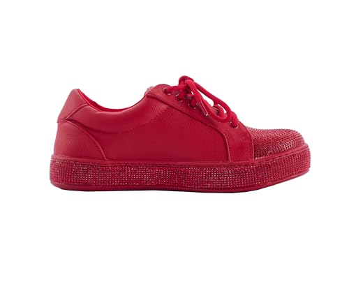 Lady Couture Legend Fashion Athletic Sneaker On A Glitzy Platform, Red, 8