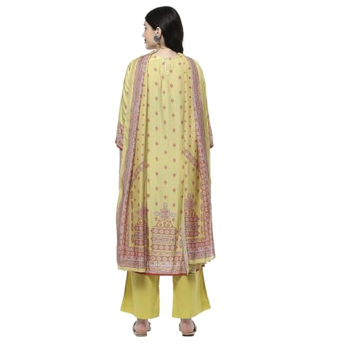 Image of BIBA Women Modal Blend Straight Printed Suit Set