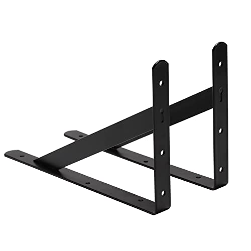 Awx Heavy Duty Shelf Brackets 12 Inches X 8 Inches With Screws - 8 Pack Black Metal Shelf Brackets - Shelf Support Angle Brackets For Shelves - L Brackets Heavy Duty Floating Shelf Brackets #TOP7
