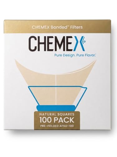 Image of Chemex Bonded Unbleached Pre-folded Square Coffee Filters, 100 Count