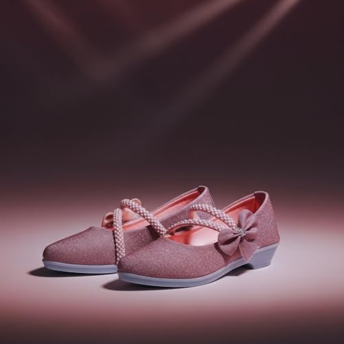 Image of Girls' Patent Mary Jane Shoes with Floral Embellishment, Attractive Colour's, Pearl Flower Welcro Glittery Bellies