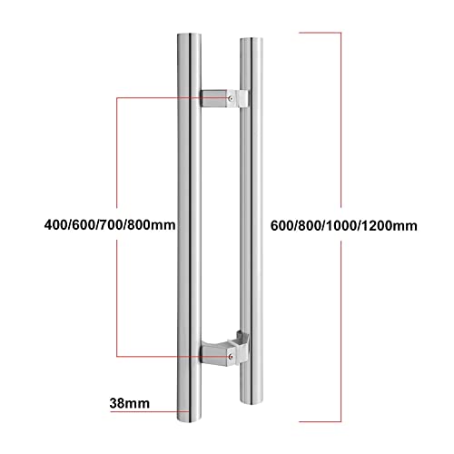 Poignée de porte en acier inoxydable lourd H 600mm robuste et stable - 5