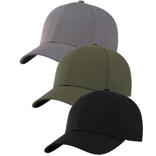 Image of 3 Pack Plain Cotton Strapback Baseball Hat Adjustable Low Profile Blank Team Ball Caps for Men Women