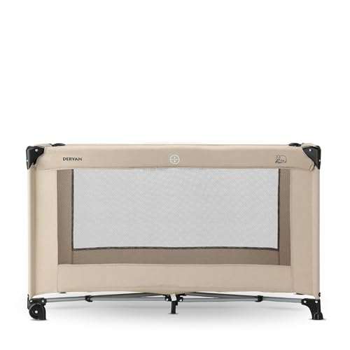 Deryan Believer Lit Parapluie Bébé avec Matelas Inclus, 0-5 Ans (0-20 kg), Léger 9 kg, Grand Matelas, Ouverture Latérale, Design...