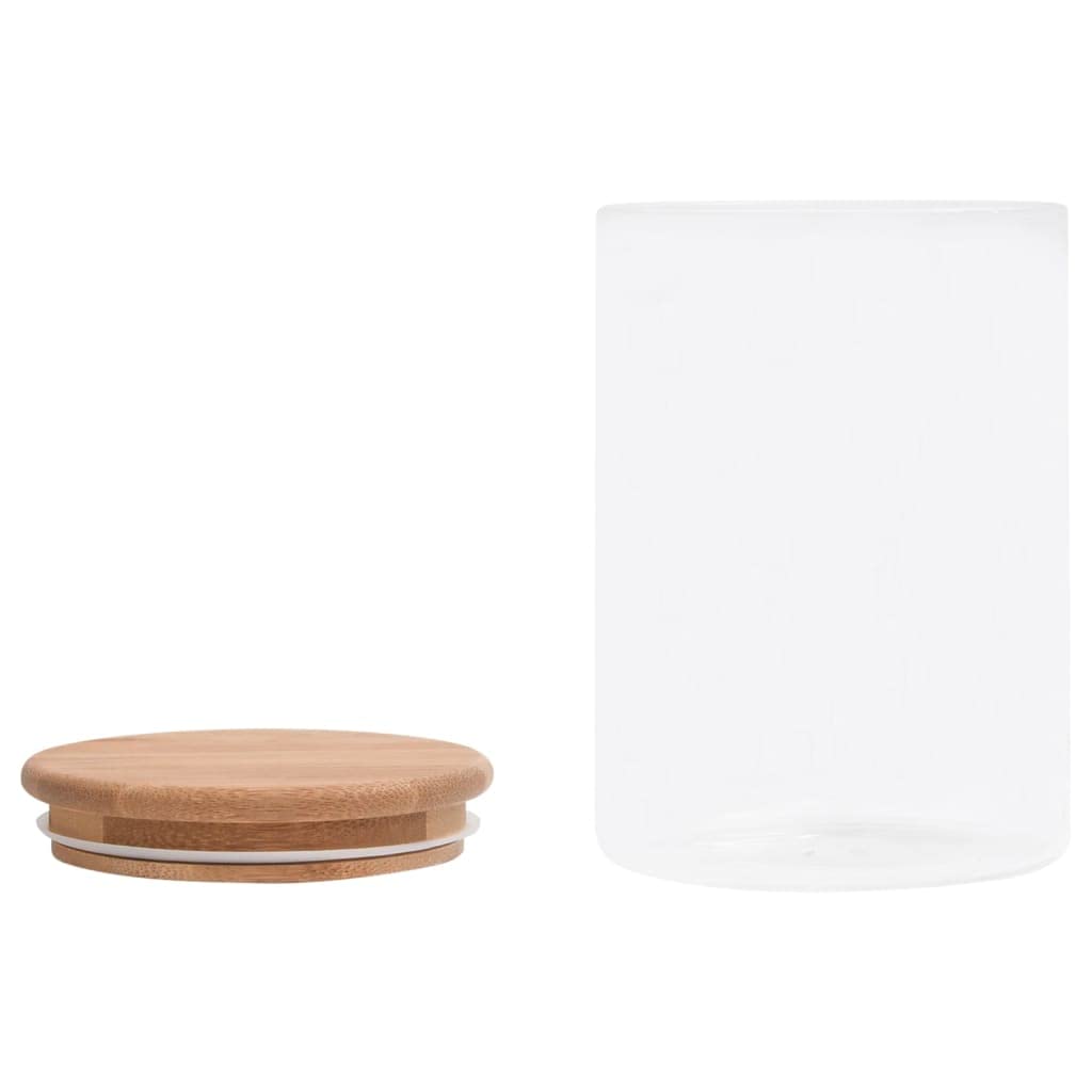 Juego de 4 tarros de almacenamiento de 800 ml con tapa de bambú, recipientes de cristal para almacenamiento, herméticos, para cocina, almacenamiento de alimentos