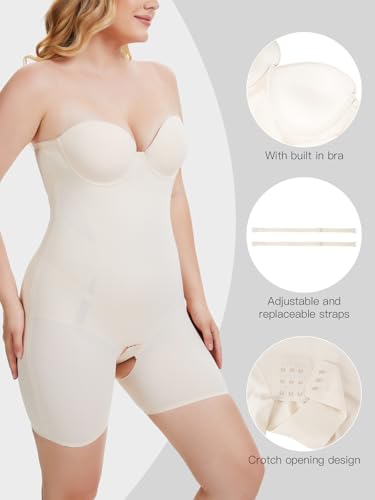 Decorus Strapless Shapewear Bodysuit For Women: Strapless Body Shaper Tummy Control - No Straps Full Body Shapewear With bra3