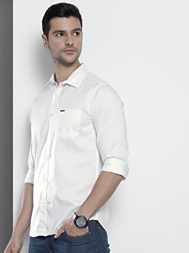 Image of The Indian Garage Co Men Slim Fit Solid Full Sleeves Spread Collar Casual Shirt