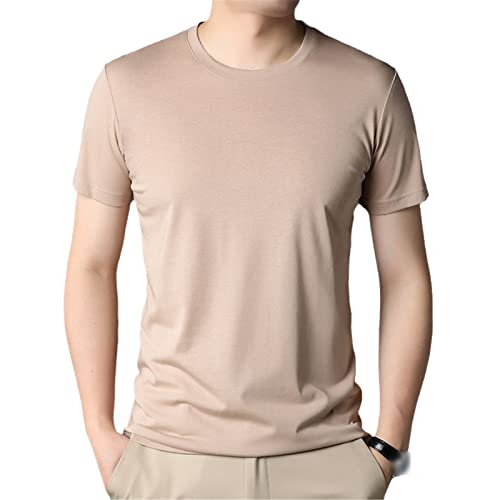 T-shirt col rond homme uni abricot XL vêtement été décontracté