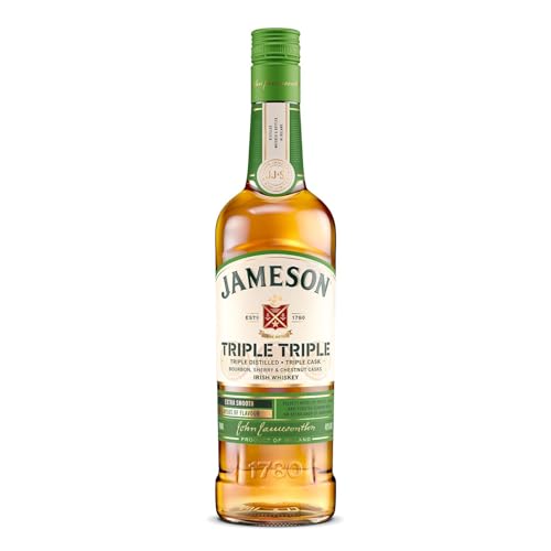 Jameson Triple Triple | Blended Irish Whiskey | Triple Distilled | Triple Cask Matured | Unique Blend of Bourbon Sherry and Chestnut Casks | 40% ABV | 70cl | Toffee Cocoa and Toasted Almond Notes