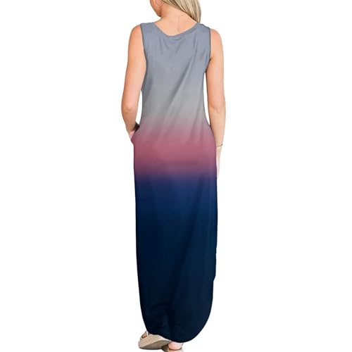 Image of FANDEE Women's Casual Summer Loose Sunresses Long Dresses Sleeveless Split Maxi Beach Dress with Pockets