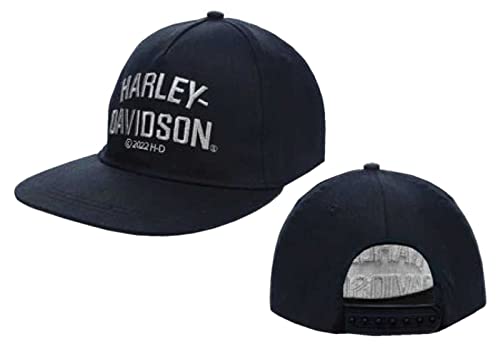 Harley-Davidson Little Boys' Twill Flat Brim Snap Back Toddler Cap - Black2