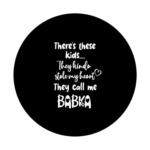 Poland Polish Grandma Grandmother These Kids Call Me Babka PopSockets Swappable PopGrip, Black - Image 3