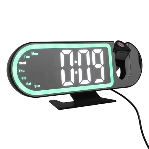 HEALEEP Reloj Despertador Digital con Proyección en Techo, Pantalla LED Espejo, sin Pilas, Multifuncional para Dormitorio, Visualización Nocturna y Alarma Ajustable, Diseño Compacto