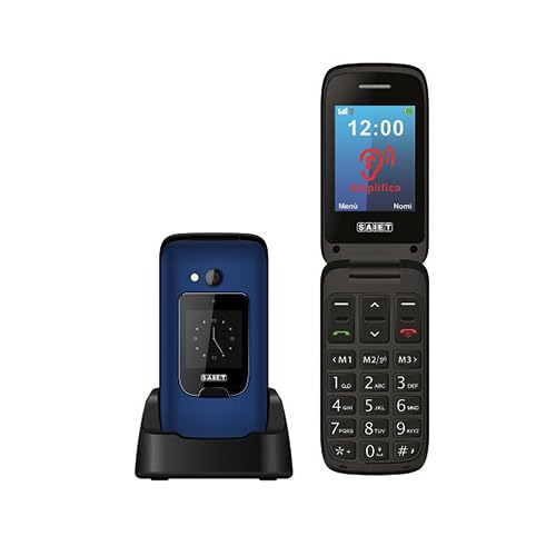 SAIETSCUDOtre+ Mobile Phone With Big Keys And Characters Dual Display SOS Button Amplified Audio And Bluetooth (Blue)