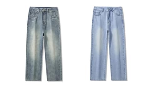Men's Summer Korean Style Straight Leg Jeans Versatile Loose Thin Pants2