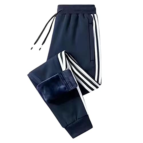 Men's Casual Fleece Jogger Sweatpants Men Winter Warm Plush Trousers
