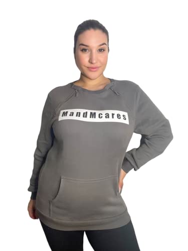 Mandmcares Plus Size Sweater| Dialysis Shirts With Zipper| Hemodialysis Clothing | Chemowear Chest Port Access Shirt For Men And Women 3Xl #TOP3