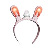 Lampes fantastiques rechargeables Bandeau lumineux Oreille de lapin lumineuse avec oreilles de lapin changeantes de couleur et oscillantes mobiles serre-tête pour le rythme de jeu amusant Rose simple