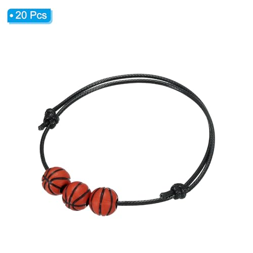 PATIKIL Basketball Bracelets, 20 Pcs Basketball Gifts Adjustable Bracelet with Basketball Beads for Teenagers Adults, Black Brown - Image 3