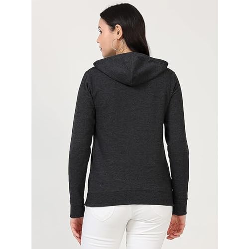 Image of Clotth Theory Women's Cotton Fleece Hooded Neck Sweatshirt | Hoodie Jacket with Kangaroo Pocket