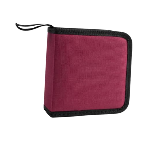 Estuche maletín CD de tela Oxford roja con cremallera resistente 7