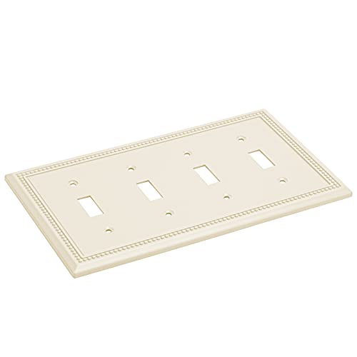 Image of Henne Bery Sunken Pearls Heavy Duty Decorative Wall Plate Switch Plate Outlet Cover (Quad Toggle, Light Almond)