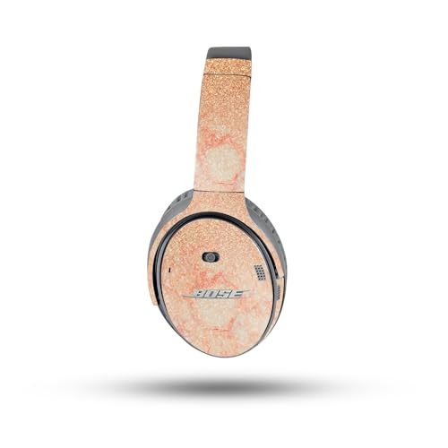 Image of MightySkins Glossy Glitter Skin Compatible with Bose QuietComfort 35 II Headphones - Flashy Apricot Marble | Protective, Durable High-Gloss Glitter Finish | Easy to Apply