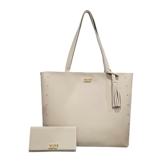 CINF, Kit Bolsa Feminina Sacola Grande De Ombro E Carteira (Marfim)