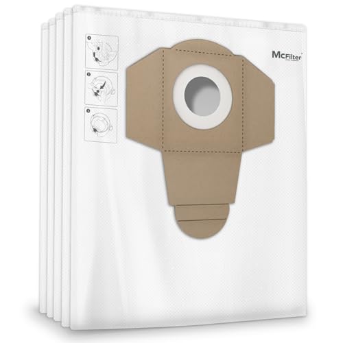 McFilter I 10 bolsas de aspiradora 30l compatibles para TODAS las aspiradoras Einhell de 30 litros I Bolsa de recogida de suciedad adecuada para 2351170 Iversión blanca - tipo DSM 39