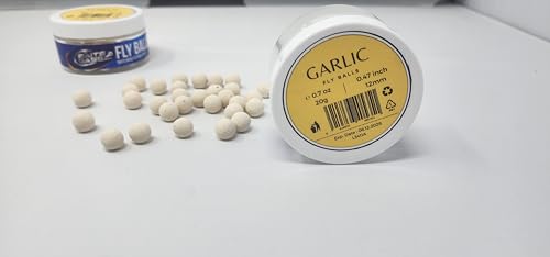 BaitsBase,Fly Balls-Pop-up boiles,Made of 12mm Size Garlic Flavor,with Added Natural Ingredients,Preservative Free,Method Feeder,Hair rig Method,Carp Fishing Bait.
