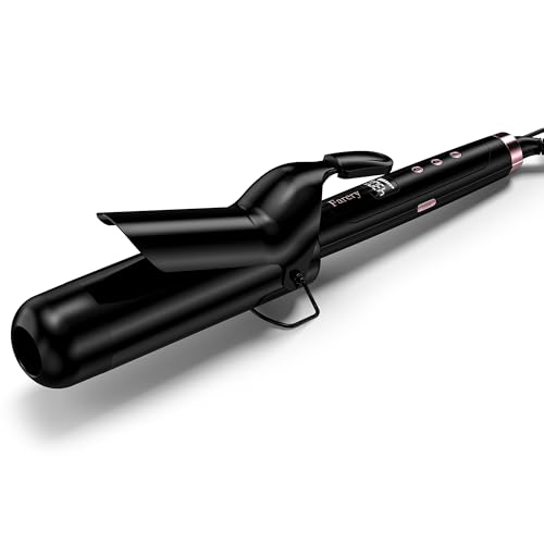 Farery 2 inch Curling Iron For Long Hair, Lightweight Large Barrel Curling Iron 2 Inch, Ceramic Curling Wand Infused Argan Oil & Keratin for Bouncy Big Curls, 9 Temps Digital Display & Lock Key, Glove