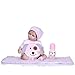 HIJIN Réincarné Baby Doll, 42Cm Main Full Body Silicone Bébé, Nouveau-Né Reborn Vinyle Réaliste Doux Bébés Réel Nuisettes pour 3 Ans Et Plus,Rose