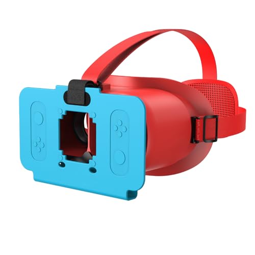 Auriculares VR mejorados compatibles con Nintendo Switch2, gafas de realidad virtual con lentes HD ajustables y cómoda correa para la cabeza compatible con Switch 2 (azul rojo)