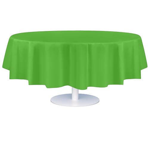 Image of Grandipity Plastic Table Cloth Disposable 12 Pack 84 inch Round Lime Green | Plastic table covers, durable disposable tablecloths, fade and tear-resistent table cover for party, event