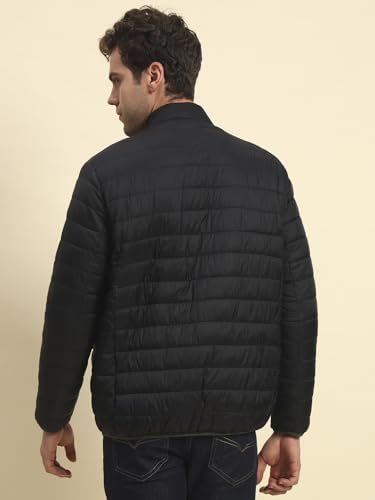 Image of Cantabil Reversible Jacket for Men | Premium Casual Jacket Smart Fit Mock Neck Nylon Fabric Solid Pattern (P MJKT00249)