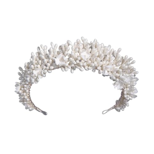 Clay Flower Bridal Hair Tiara Wedding Crown Handmade White Color