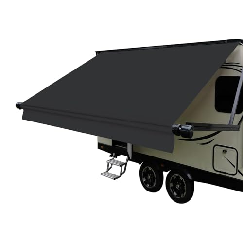 Dulepax RV Awning Fabric Replacement(9'2' Fabric) Upgrade 18.5oz Heavy Duty Vinyl RV Replacement Awning, Universal RV Canopy Replacement for All Trailer Motorhome Awning Brands Black